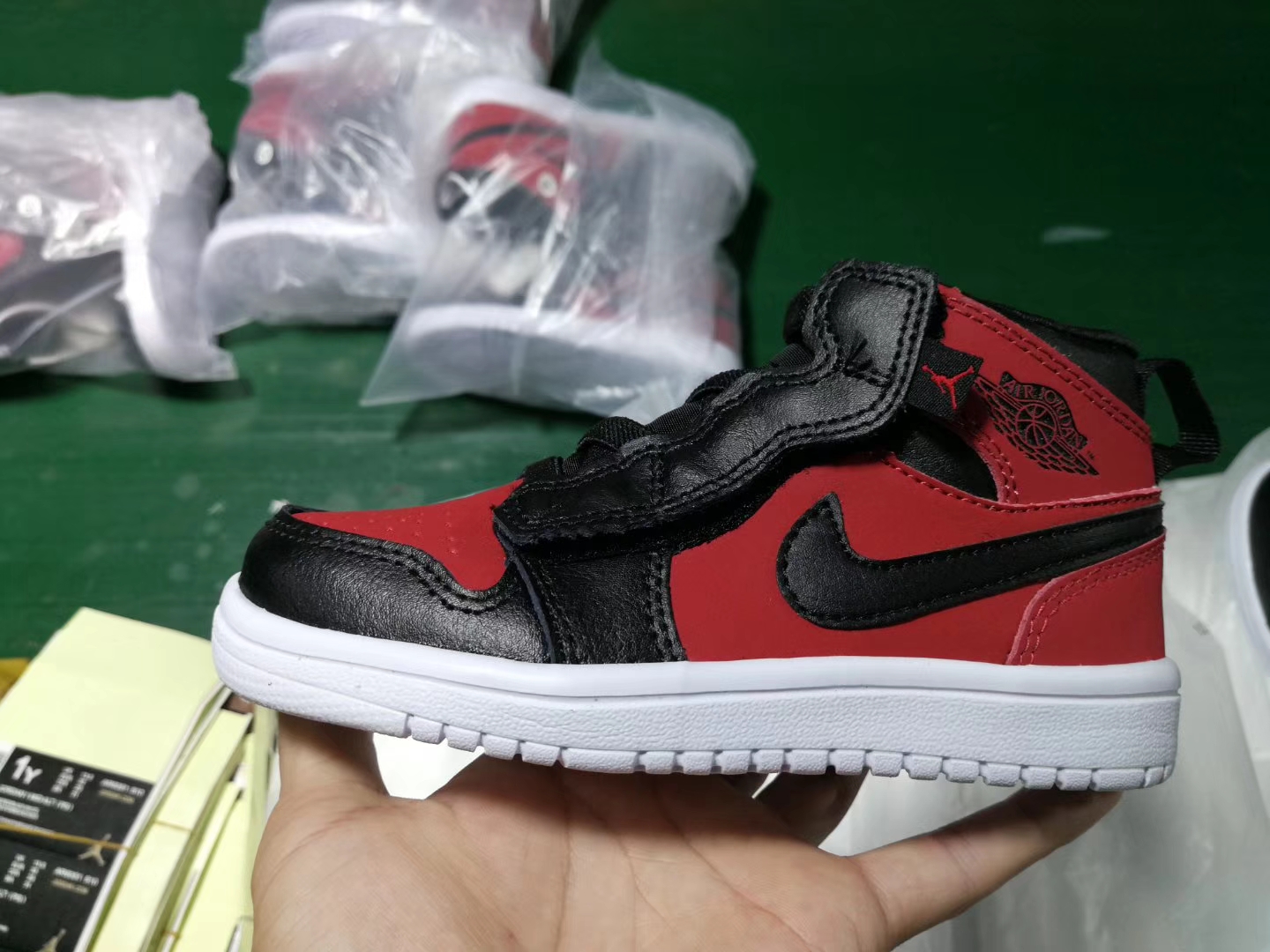 New Kids Air Jordan 1 Black Red Shoes - Click Image to Close